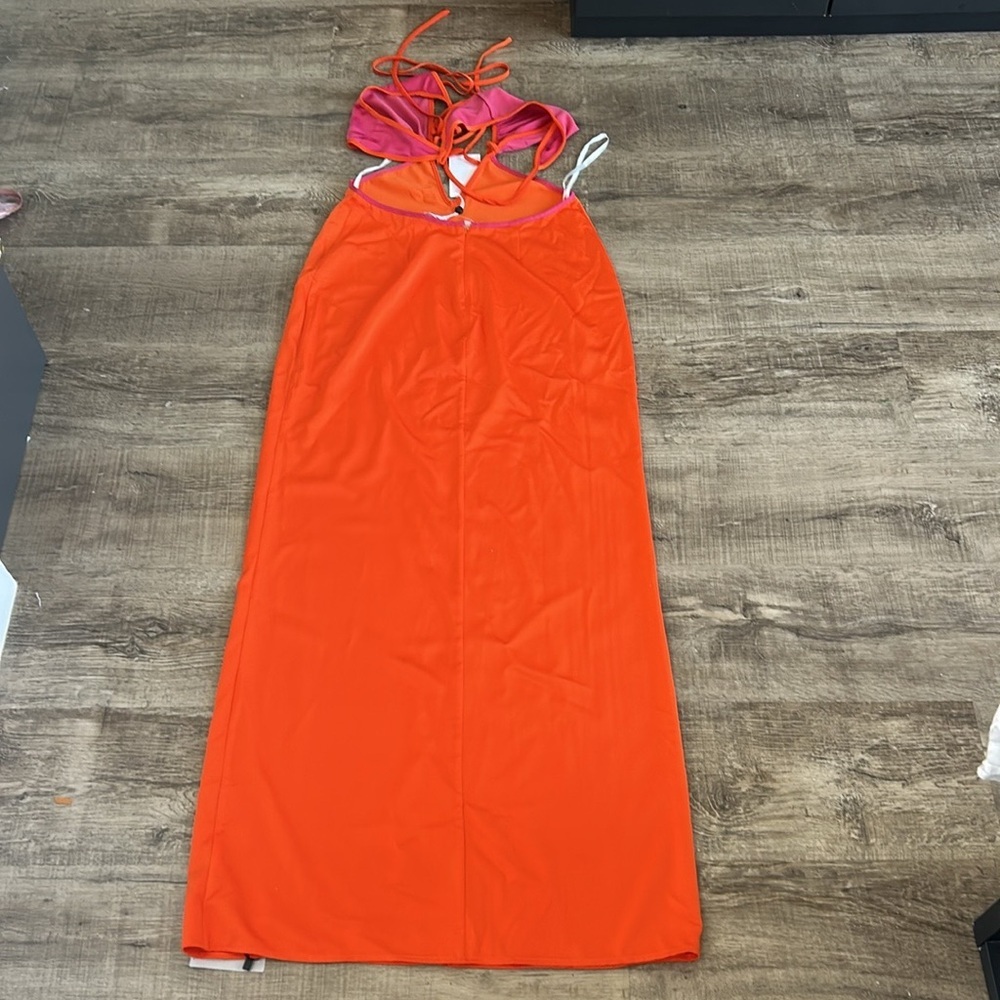 Lovers + Friends Orange Maxi Dress with Pink Bodice - Picture 7 of 9